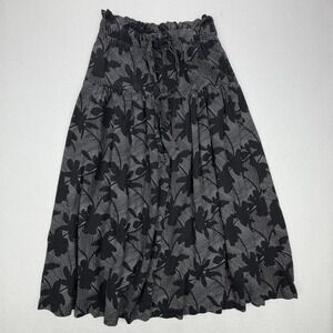 Universal Thread Black Abstract Floral Button Front Midi Skirt XS w/ Pockets